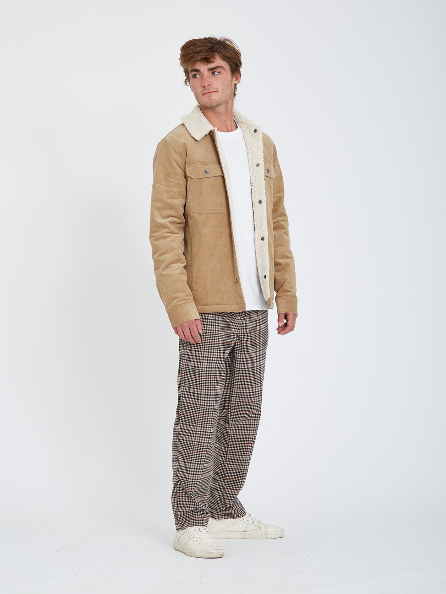 Veste Keaton en velours côtelé et doublure sherpa - DARK KHAKI