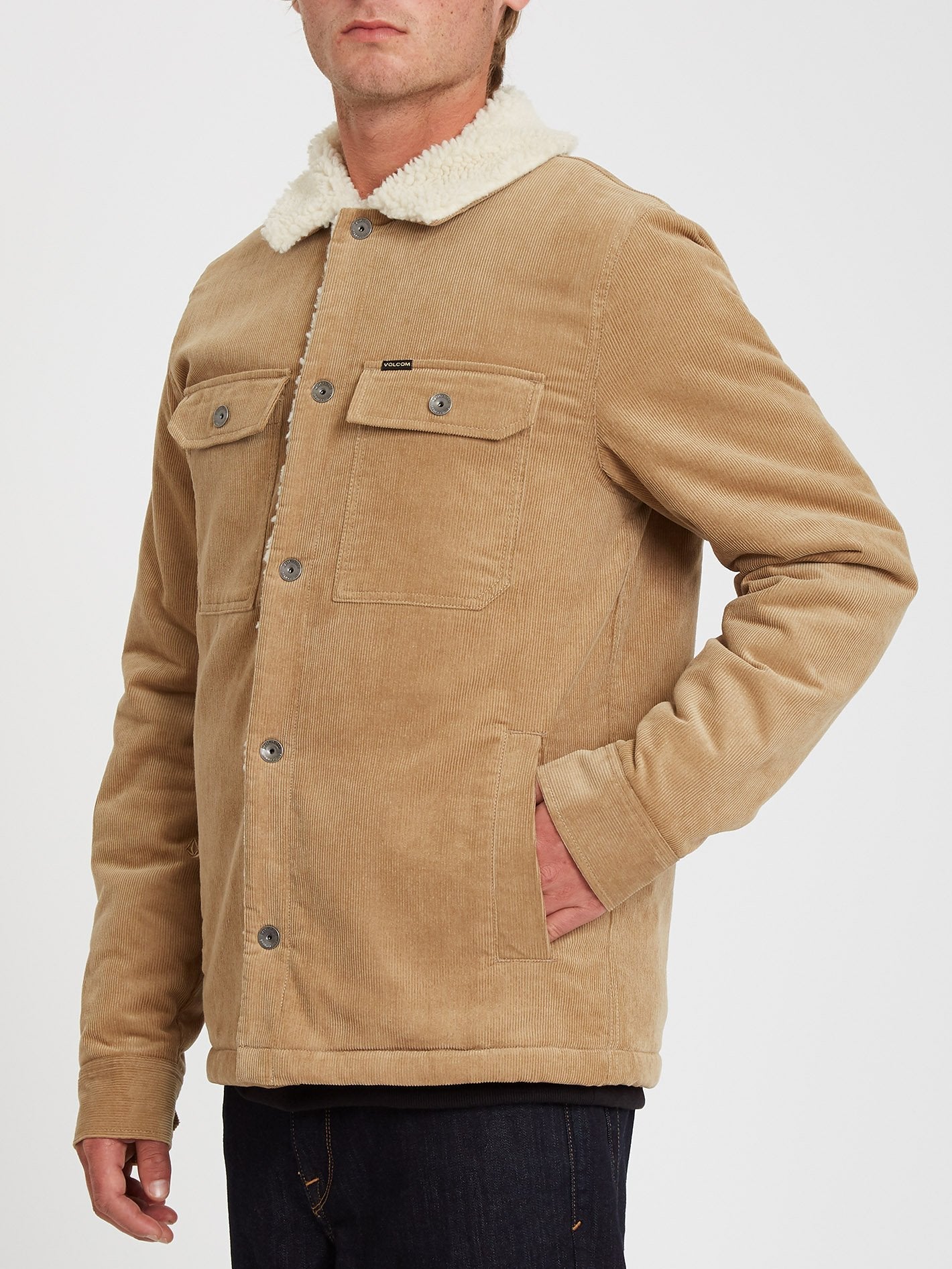 Veste Keaton en velours côtelé et doublure sherpa - DARK KHAKI