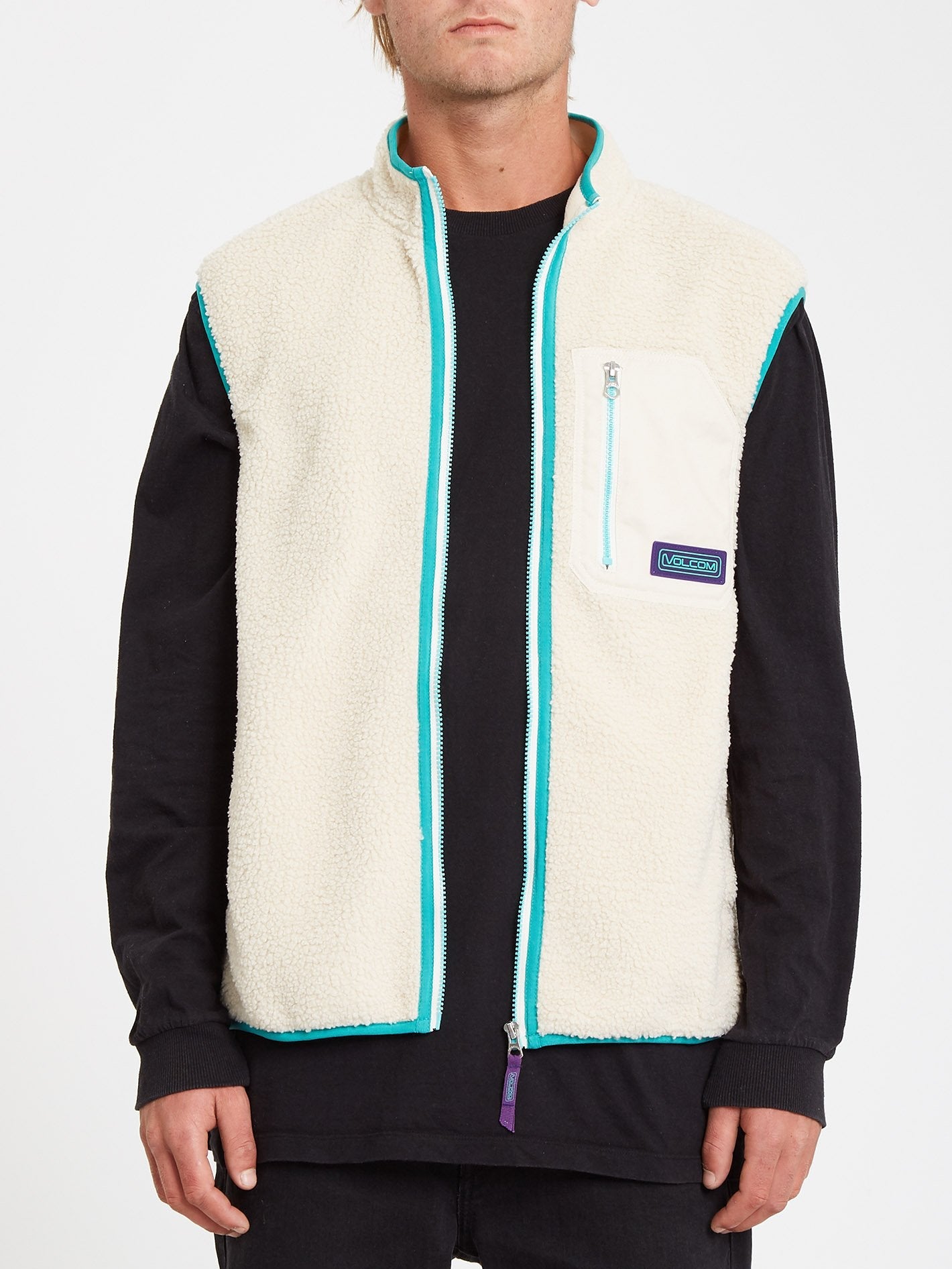 Muzzer Fuzzar Sleeveless Sherpa Jacket - WHITECAP GREY