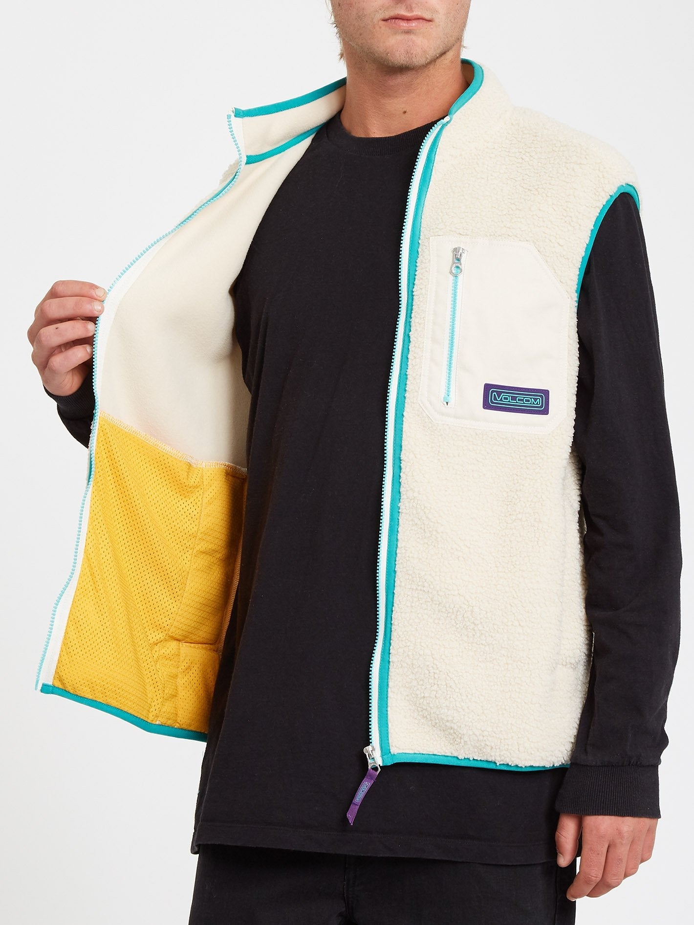 Muzzer Fuzzar Sleeveless Sherpa Jacket - WHITECAP GREY