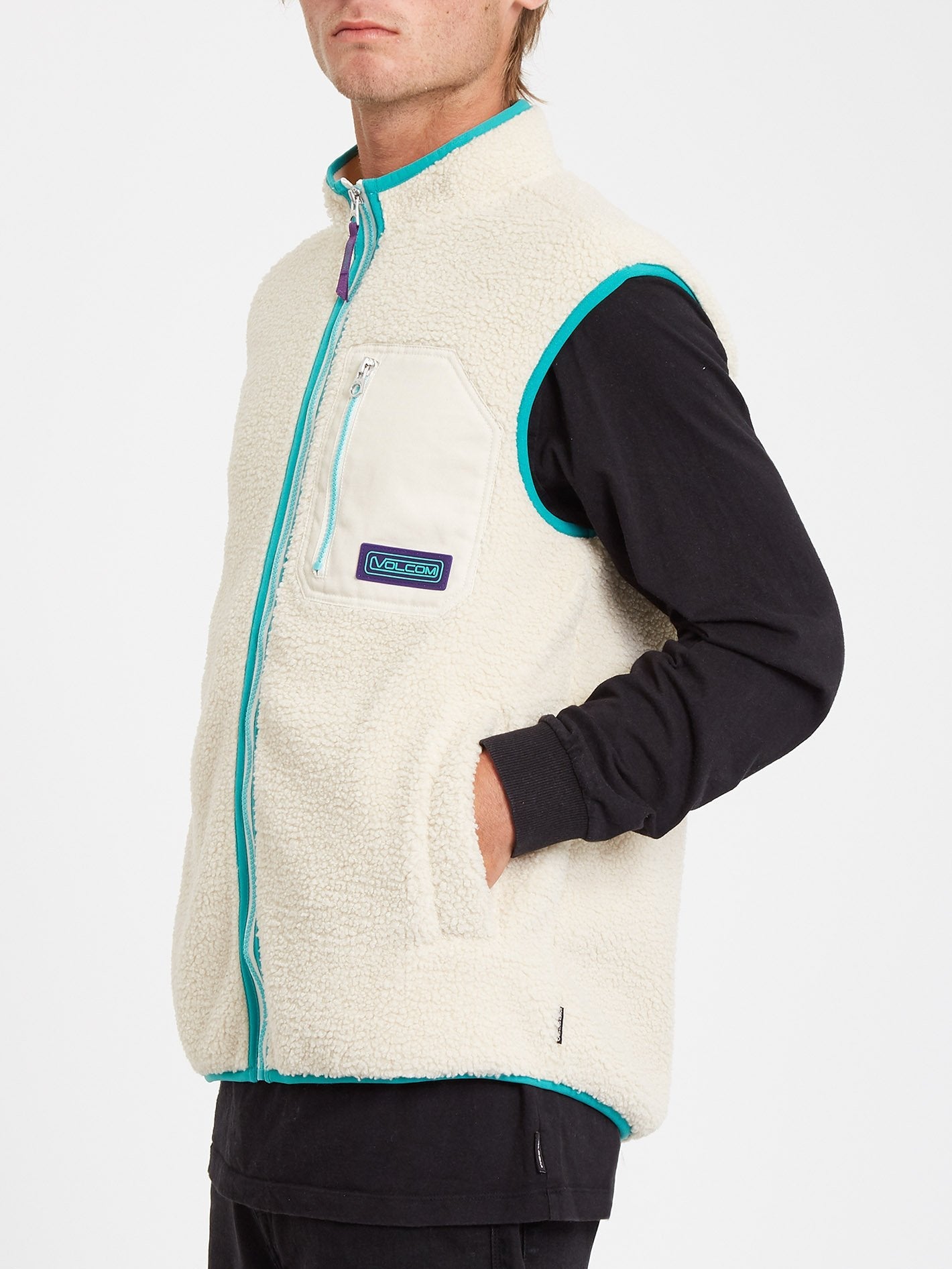Muzzer Fuzzar Sleeveless Sherpa Jacket - WHITECAP GREY
