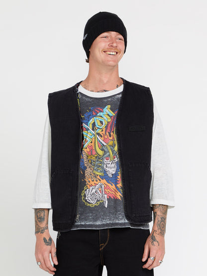 Collin P Skate Vitals Denim Sleeveless Jacket - BLACK