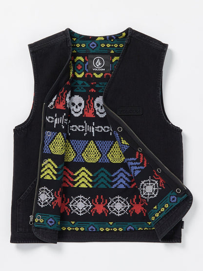 Collin P Skate Vitals Denim Sleeveless Jacket - BLACK