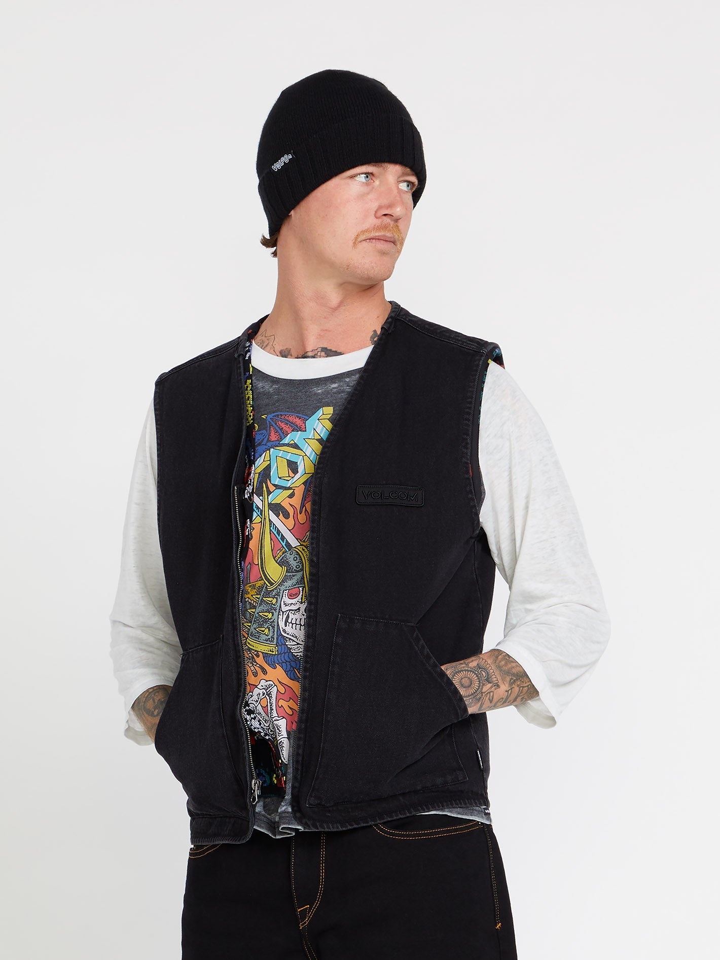 Collin P Skate Vitals Denim Sleeveless Jacket - BLACK