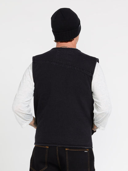 Collin P Skate Vitals Denim Sleeveless Jacket - BLACK