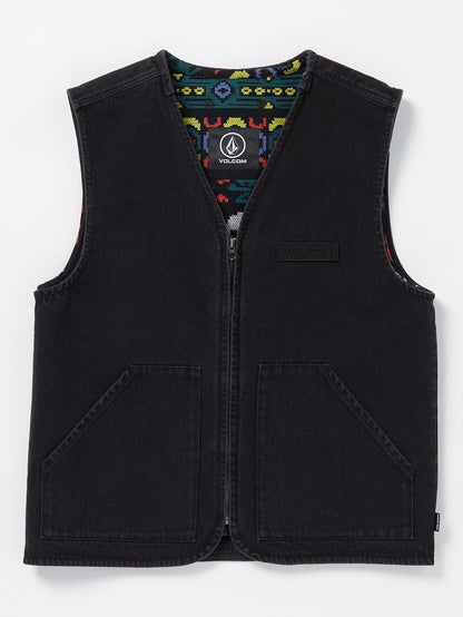Collin P Skate Vitals Denim Sleeveless Jacket - BLACK