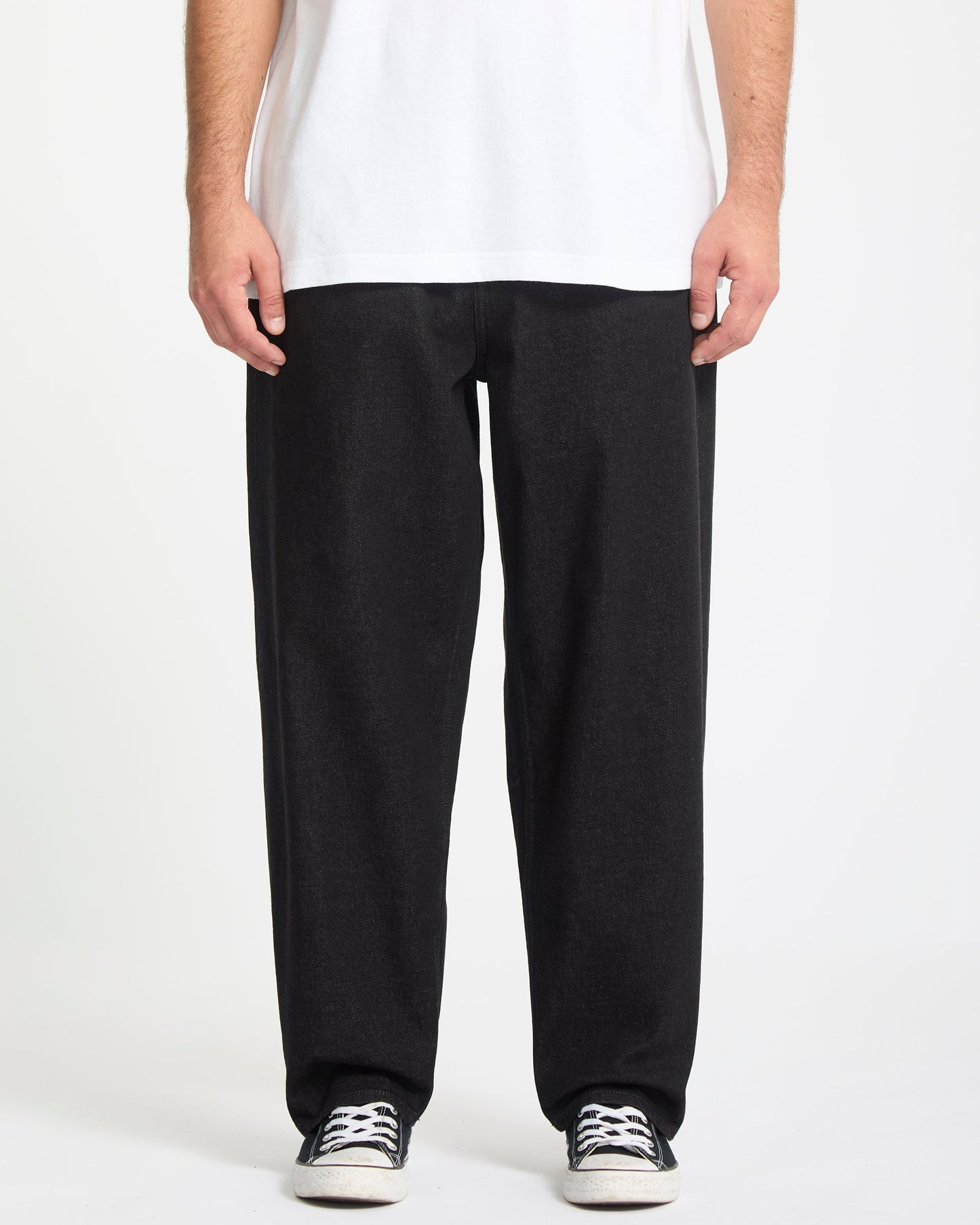 Freazy Loose Elastic Waist Pants - Black Wash