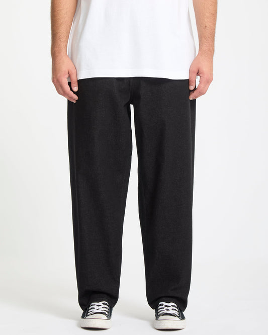 Freazy Loose Elastic Waist Pants - Black Wash