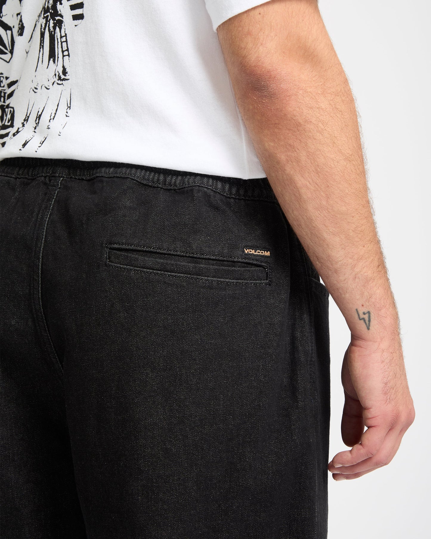 Freazy Loose Elastic Waist Pants - Black Wash
