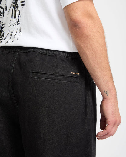 Freazy Loose Elastic Waist Pants - Black Wash