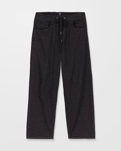 Freazy Loose Elastic Waist Pants - Black Wash