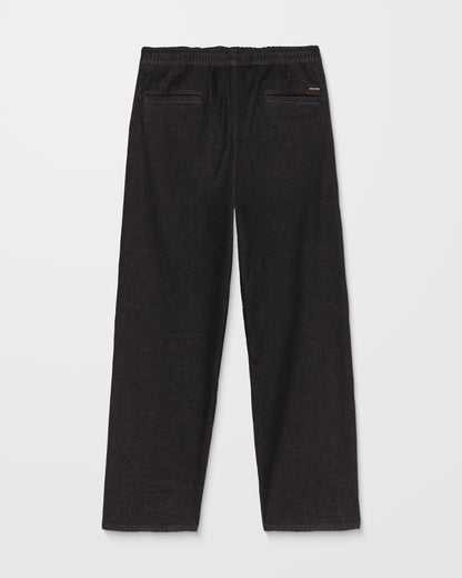 Freazy Loose Elastic Waist Pants - Black Wash