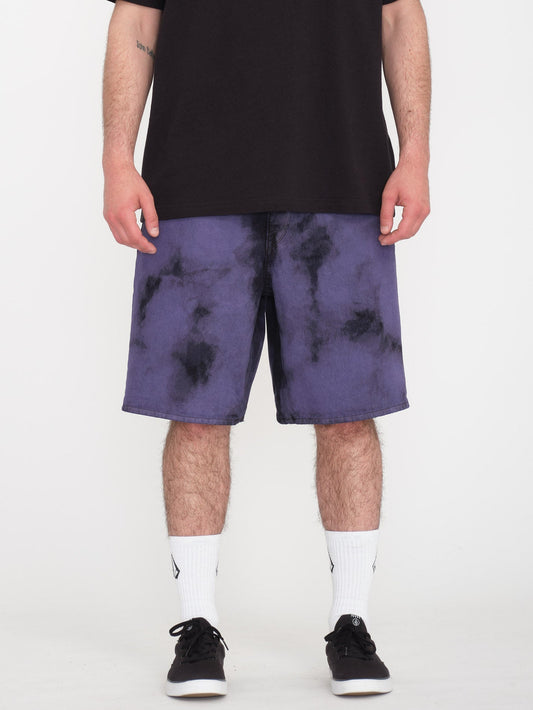 Billow Denim Shorts - DUNKELLILA