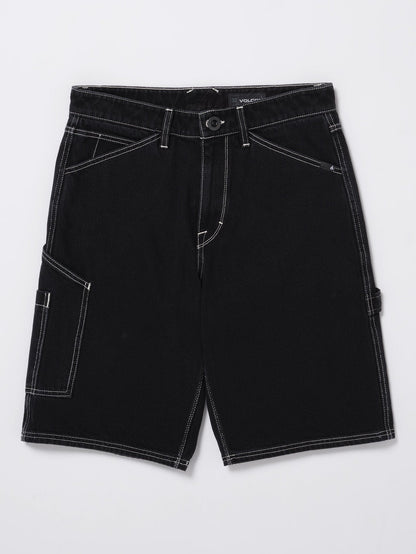 Labored Denim Utility Shorts - BLACK