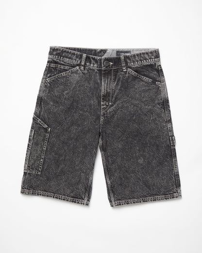 Short Labored Denim Utility - LIGHT ACID BLACK