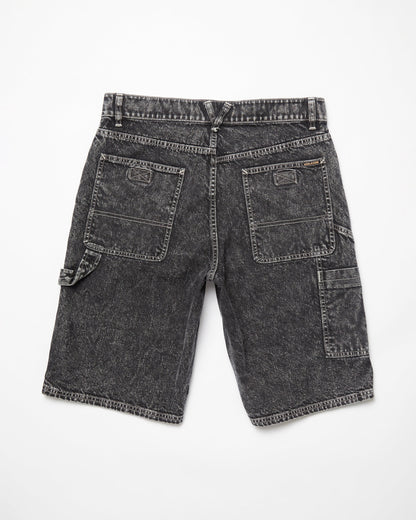 Short Labored Denim Utility - LIGHT ACID BLACK