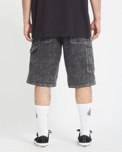 Short Labored Denim Utility - LIGHT ACID BLACK