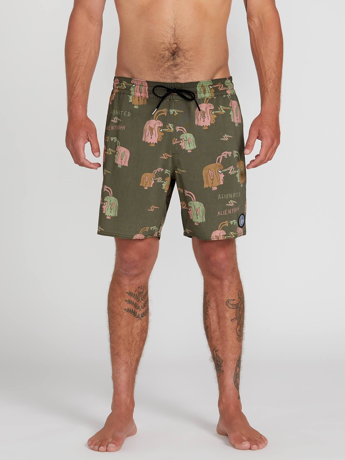 Boardshort Alienated Trunk 17" - MOSSSTONE