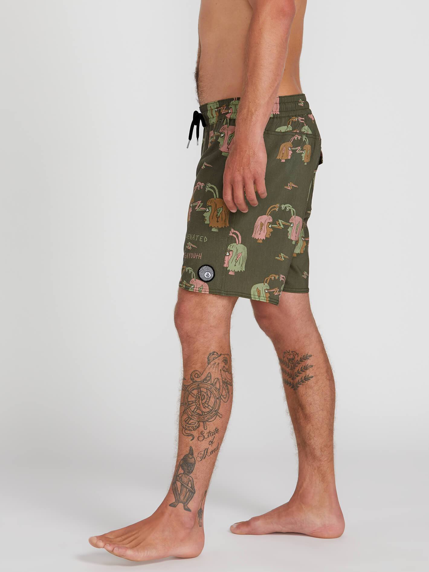 Boardshort Alienated Trunk 17" - MOSSSTONE