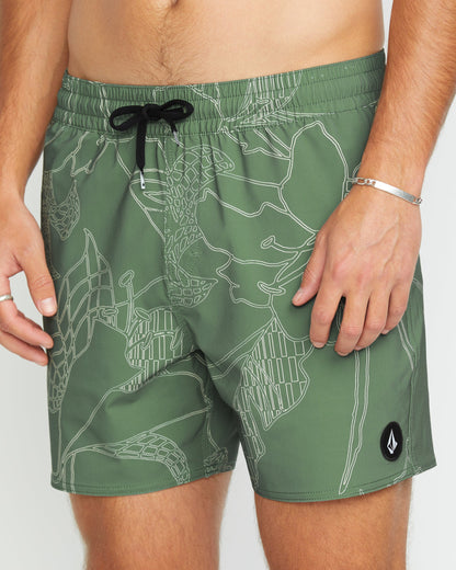 Lido Print Trunk 16" Boardshorts - LIGHT OLIVE