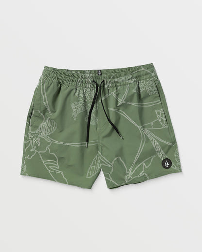 Lido Print Trunk 16" Boardshorts - LIGHT OLIVE