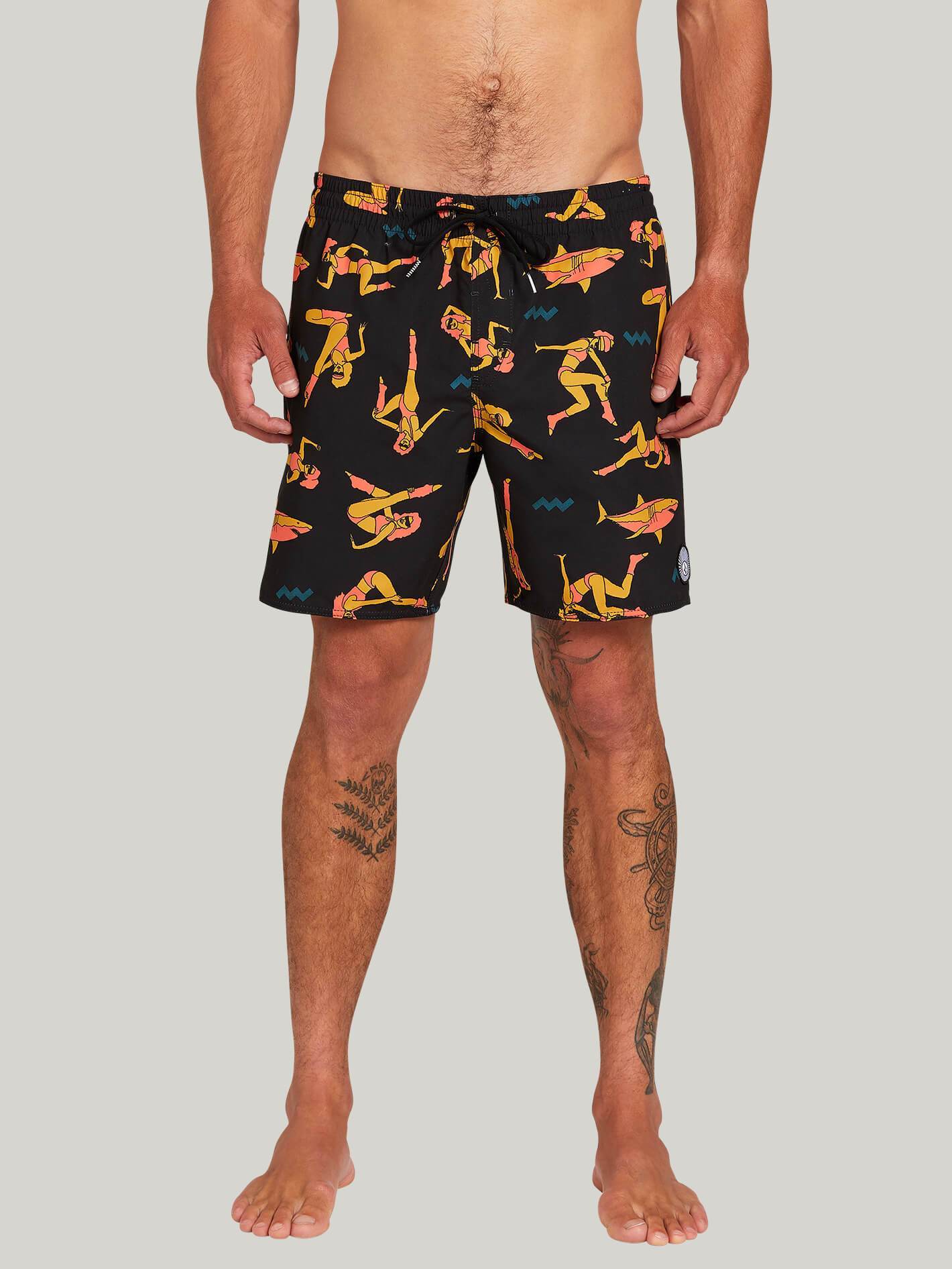 Boardshort Sink or Swim Trunk 17" - BLACK