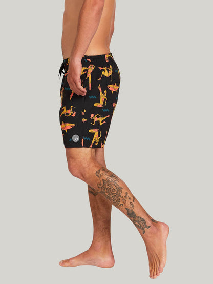 Boardshort Sink or Swim Trunk 17" - BLACK