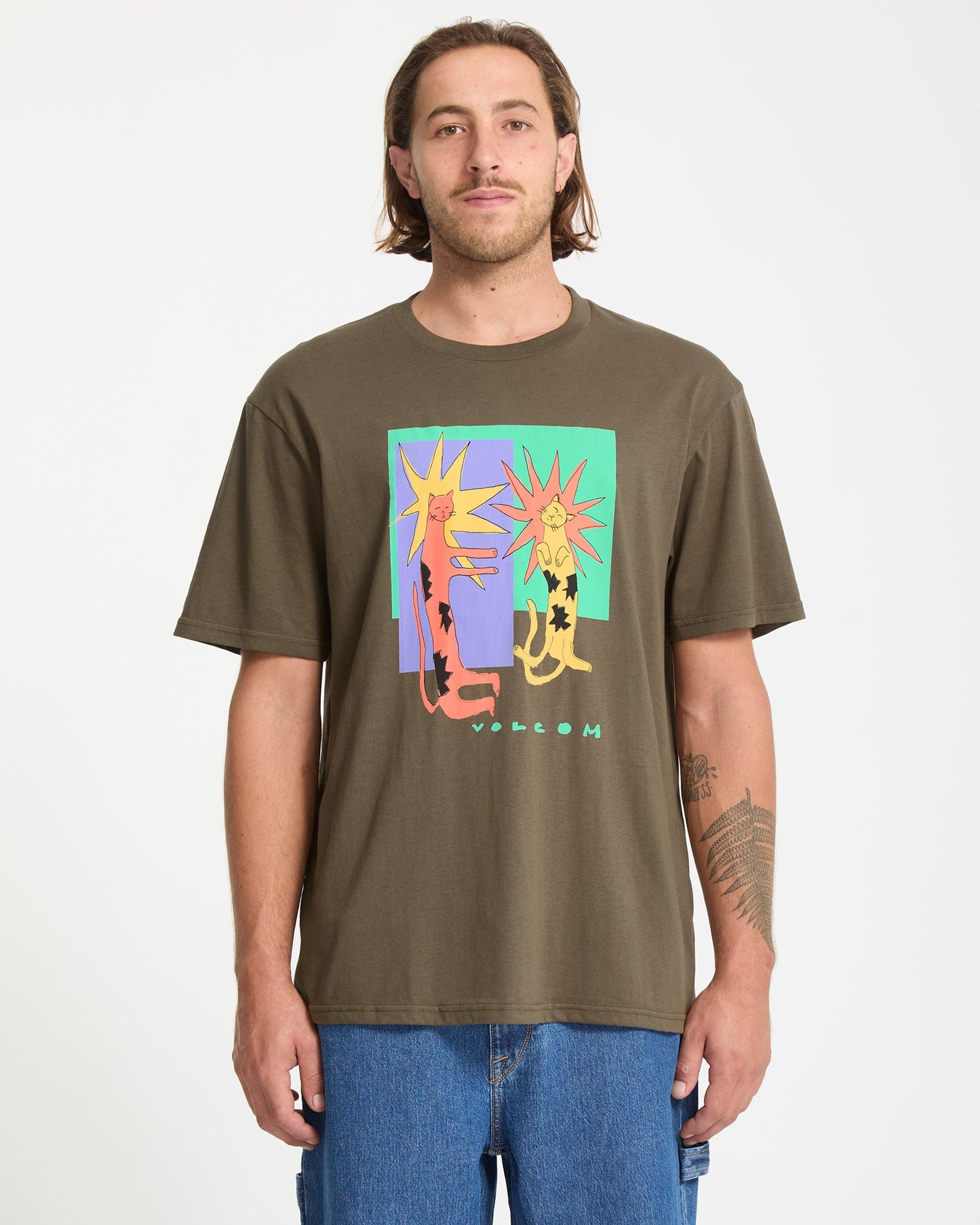 Longo Cats T-Shirt - Sage Leaf