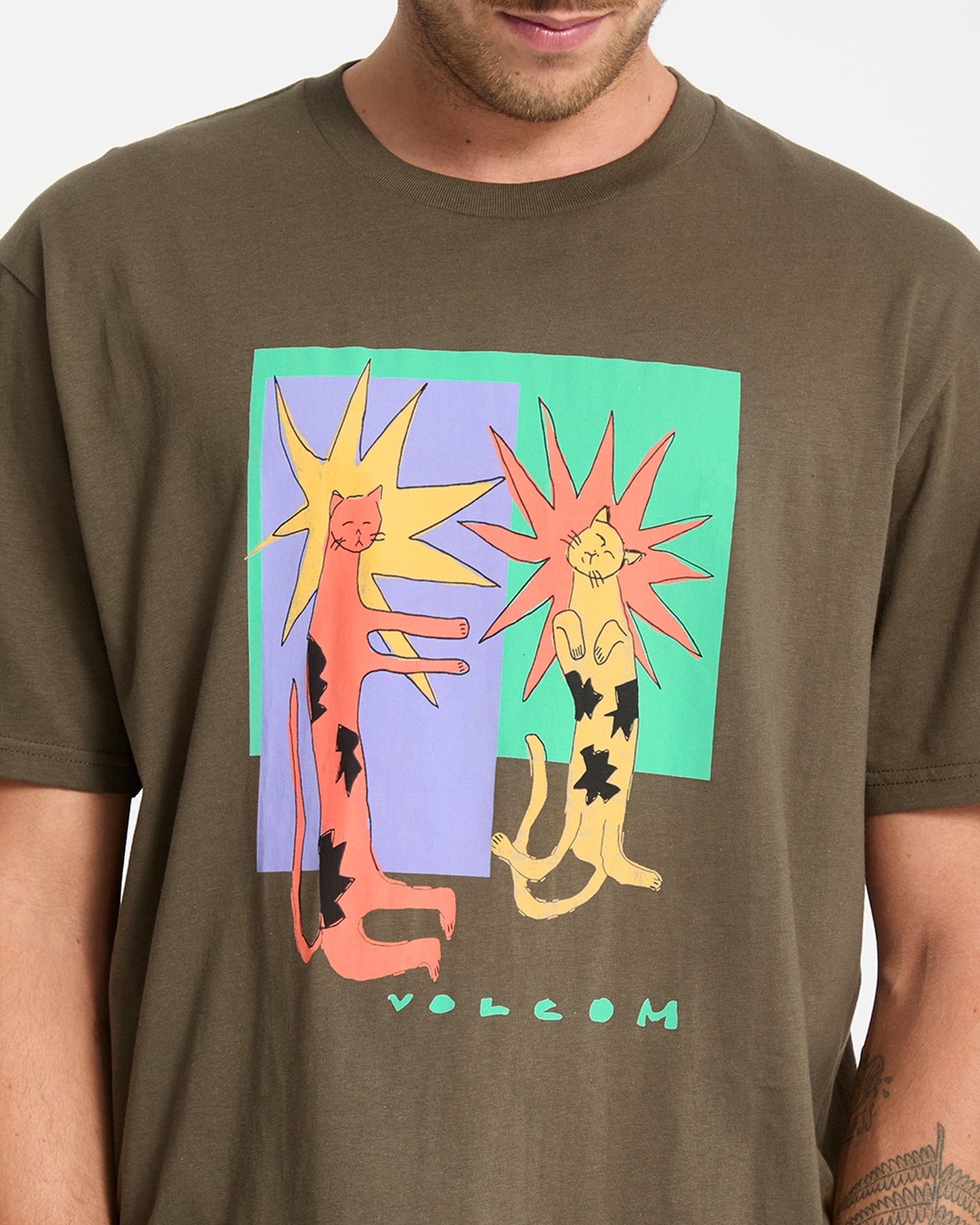 Longo Cats T-Shirt - Sage Leaf