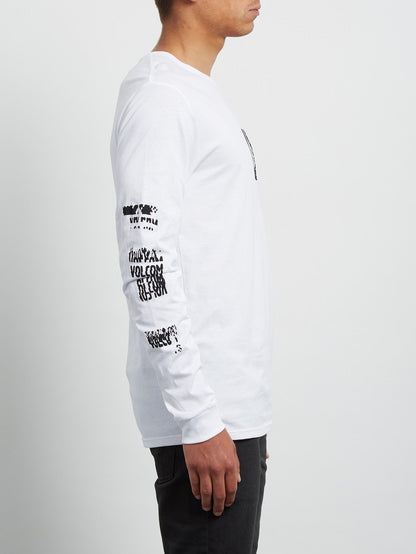 Pixel Stone Langarm-T-Shirt - Weiß