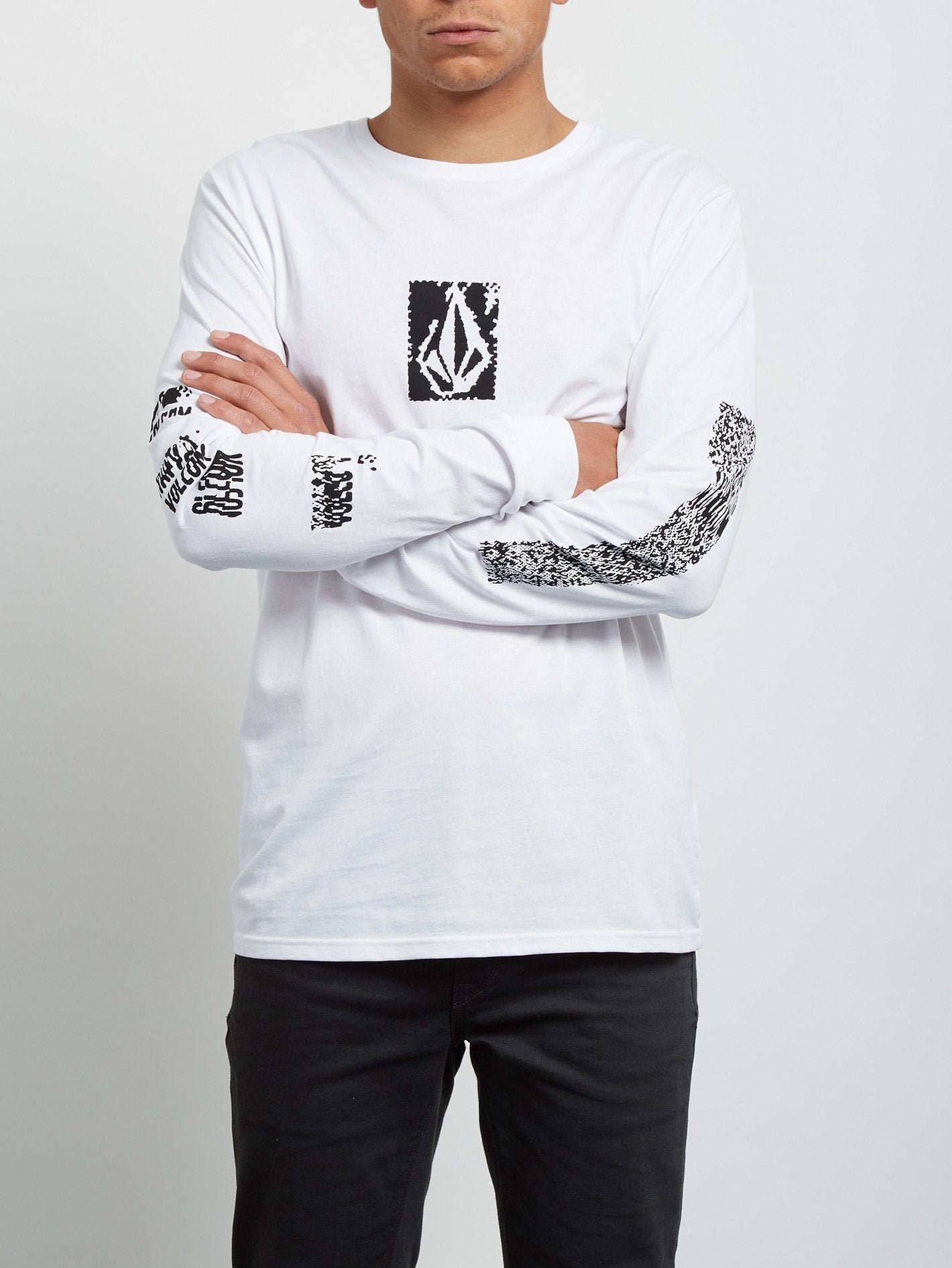 Pixel Stone Langarm-T-Shirt - Weiß