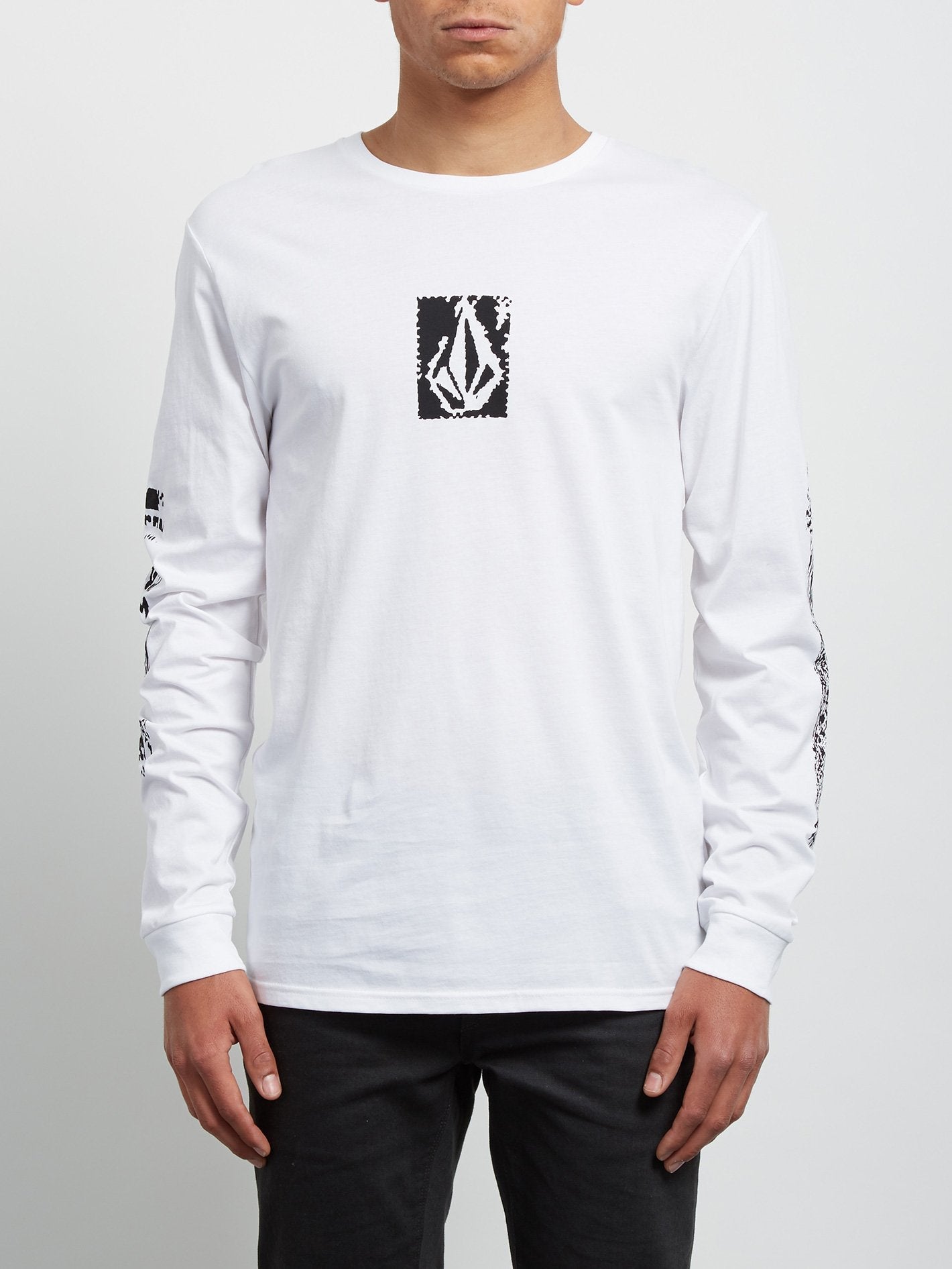 Pixel Stone Langarm-T-Shirt - Weiß