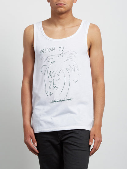 Tropical D Heather Tank Top - White