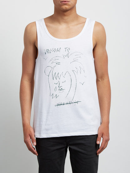 Tropical D Heather Tank Top - White
