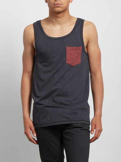 Heather Pocket Tank Top - Heather Black