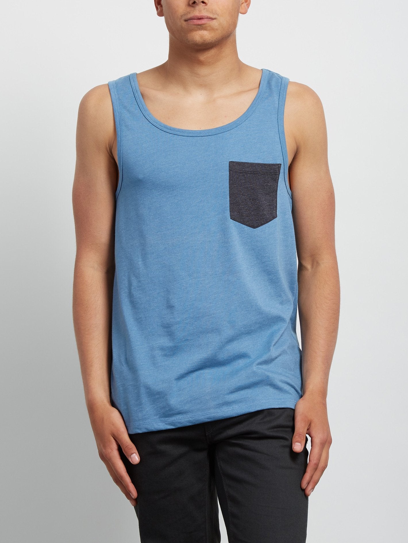 Pocket Heather Tank Top - Wrecked Indigo
