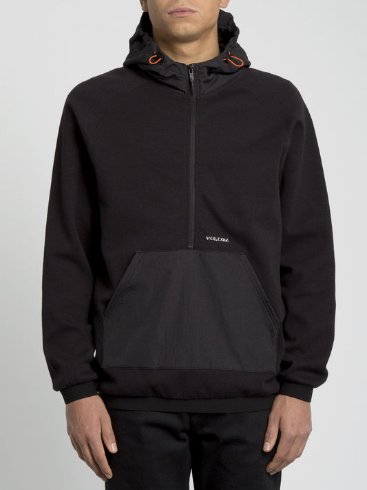 Tech-Hoodie mit halbem Reißverschluss - Schwarz
