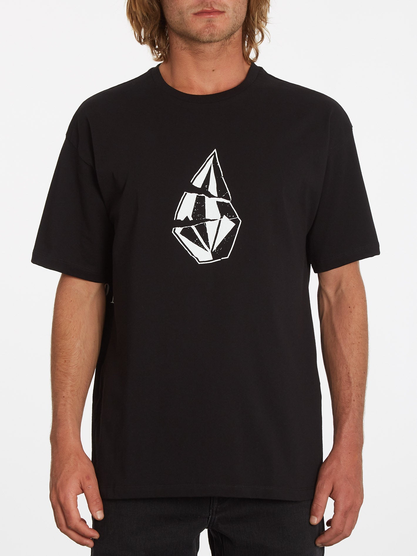 T-Shirt mit verkratztem Stein – SCHWARZ