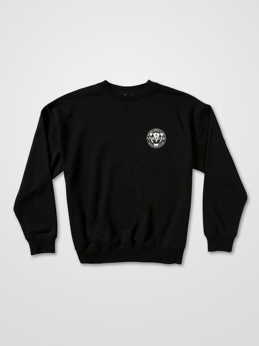 Roadie Fleece-Sweatshirt mit Rundhalsausschnitt - Schwarz