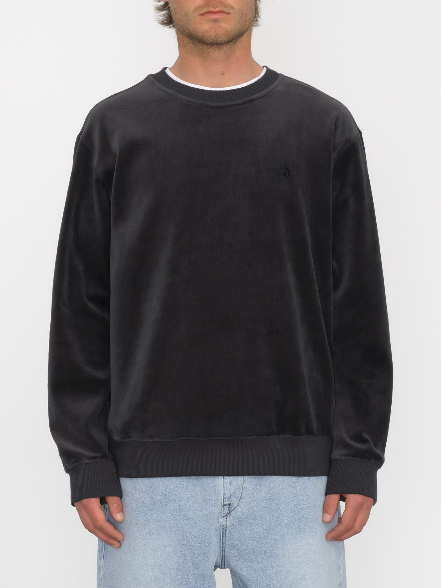 Single Stone Velvet Sweatshirt - BLACK