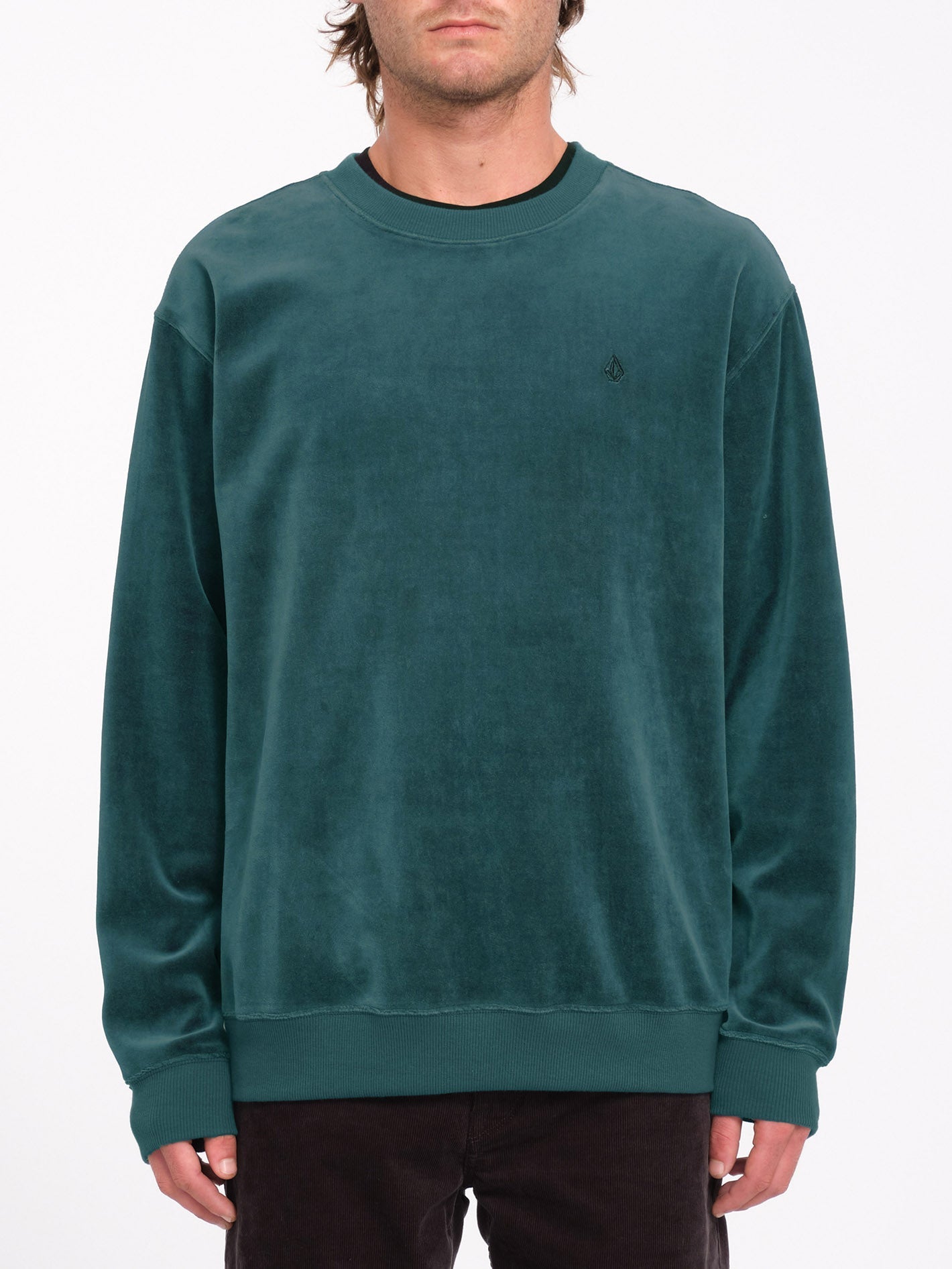 Single Stone Samt Sweatshirt - EVERGREEN