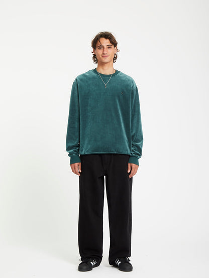 Single Stone Samt Sweatshirt - EVERGREEN