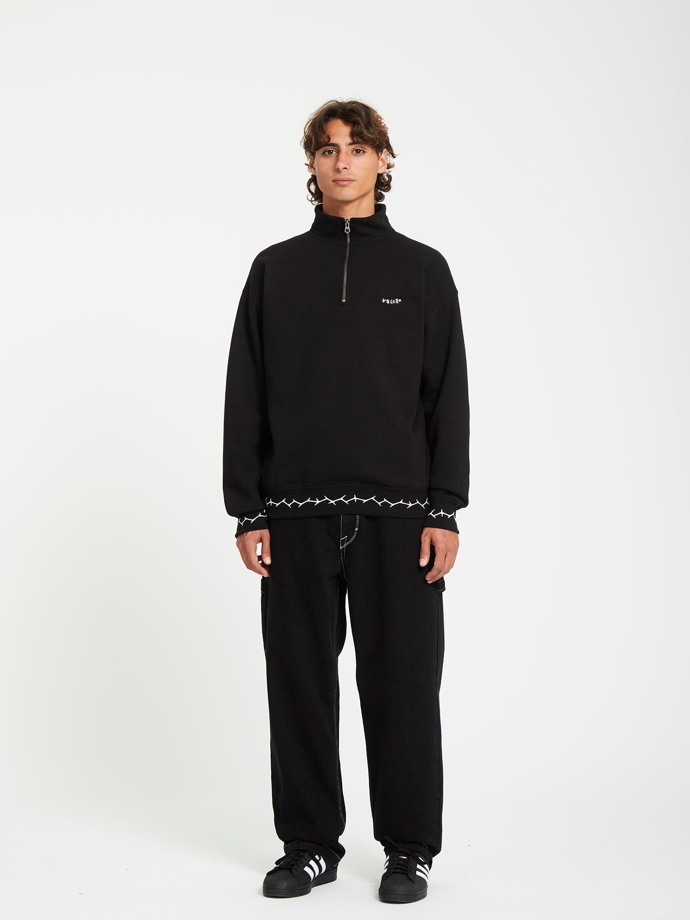 Sweat 1/2 Zip Mocklov - BLACK