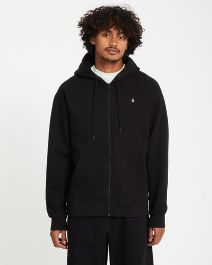 Sweat à Capuche Zippé Single Stone - BLACK