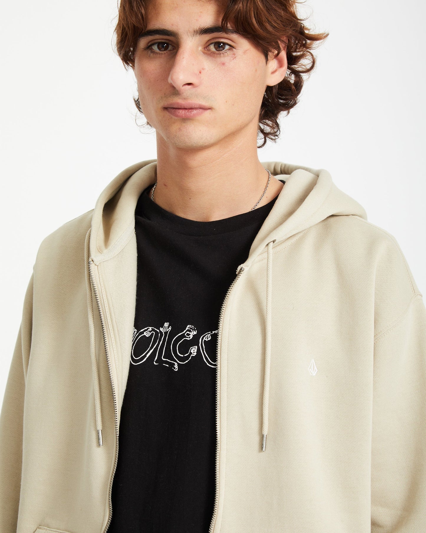 Sweat à Capuche Zippé Single Stone - LIGHT KHAKI