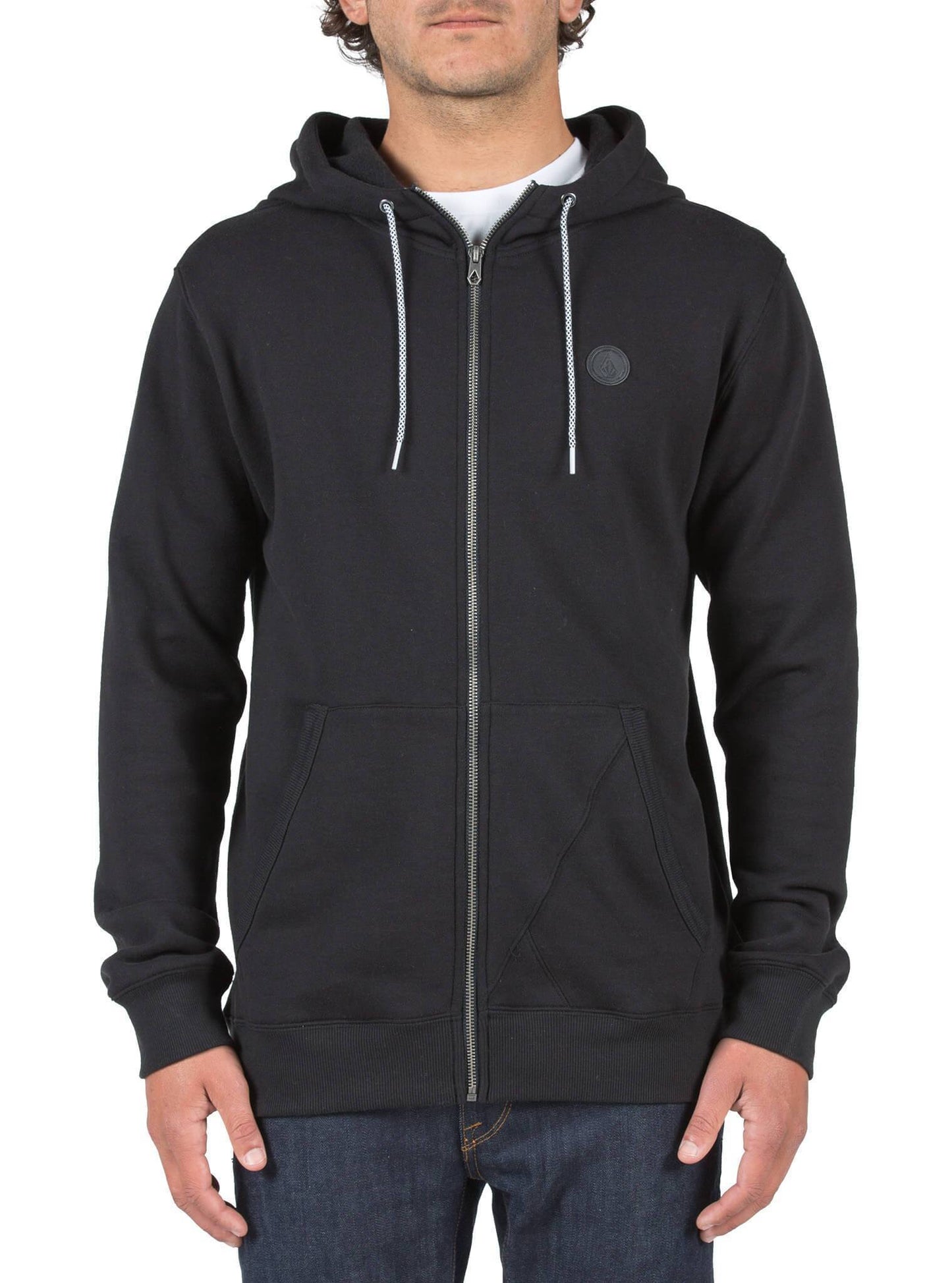 Single Stone Kapuzenpullover mit Reißverschluss - Schwarz