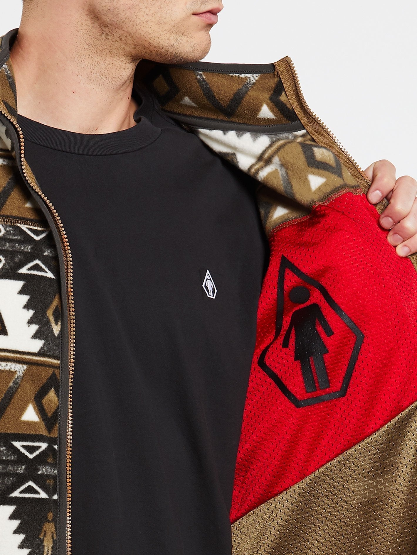 Volcom x Girl Skateboards Fleece-Sweatshirt mit Reißverschluss – PRT-PRINT