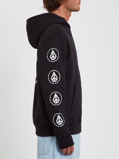 Fleece-Kapuzenpullover mit verlängertem Reißverschluss – NEU SCHWARZ
