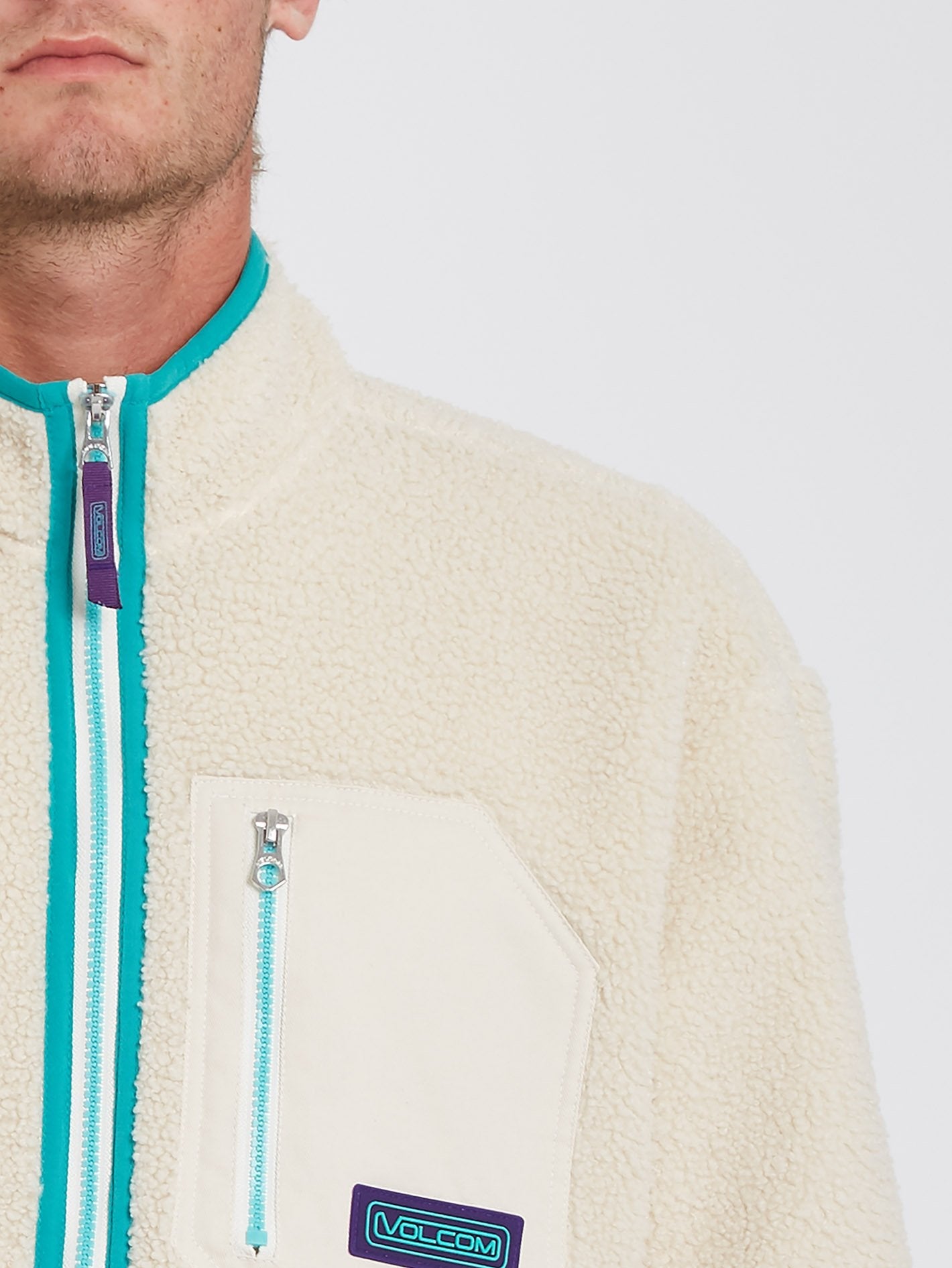 Muzzer Fuzzar Zipped Sherpa Sweatshirt - WHITECAP GRAY