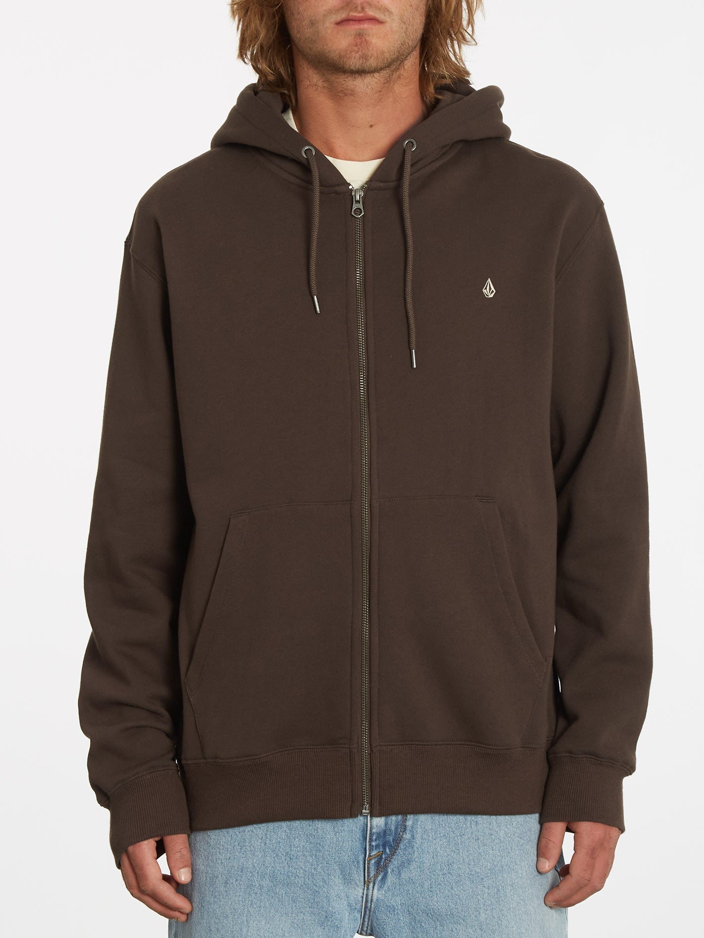 Single Stone Zip-Up Hoodie - Dark Brown